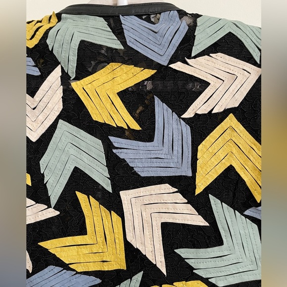 NWOT Caban Romantic Luxury Made in Italy Leather X mesh Coat - Picture 16 of 16